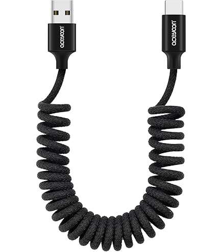 Amazon.co.jp: 2本 USB - USB Cコイルケーブル 3A/15W 高速充電1